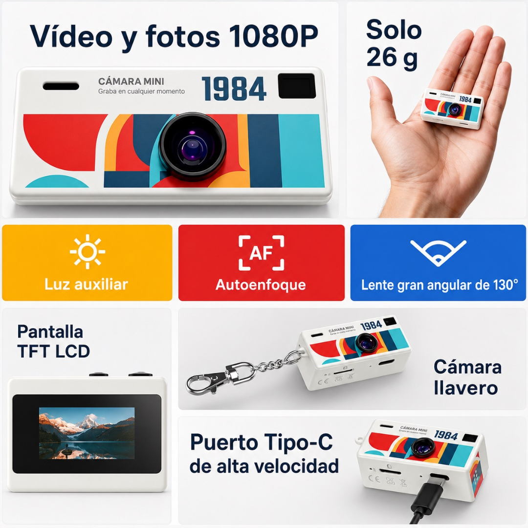 Mini Cámara Digital Retro Portátil